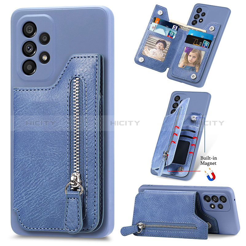 Silikon Hülle Handyhülle Gummi Schutzhülle Flexible Leder Tasche SD5 für Samsung Galaxy A23 4G Blau