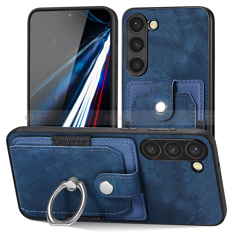 Silikon Hülle Handyhülle Gummi Schutzhülle Flexible Leder Tasche SD5 für Samsung Galaxy S22 5G Blau