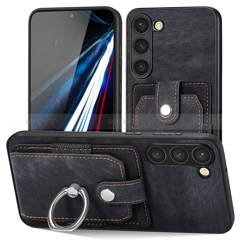 Silikon Hülle Handyhülle Gummi Schutzhülle Flexible Leder Tasche SD5 für Samsung Galaxy S22 5G Schwarz