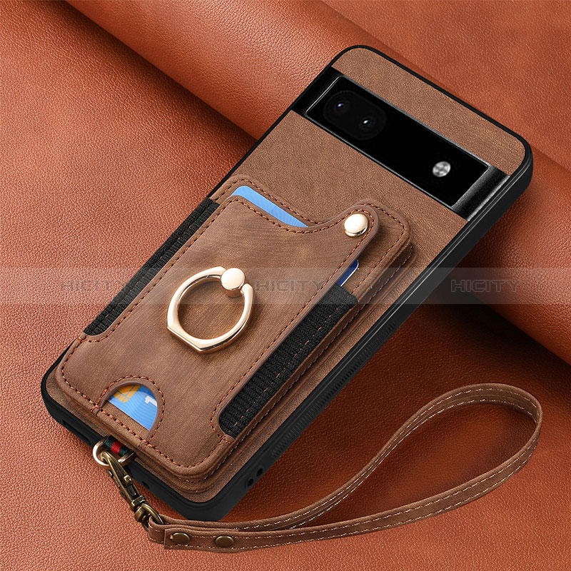 Silikon Hülle Handyhülle Gummi Schutzhülle Flexible Leder Tasche SD6 für Google Pixel 8 Pro 5G Braun Plus