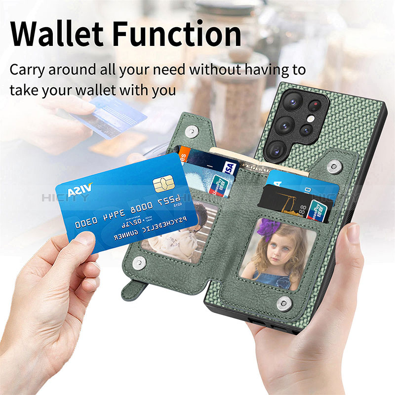 Silikon Hülle Handyhülle Gummi Schutzhülle Flexible Leder Tasche SD6 für Samsung Galaxy S22 Ultra 5G