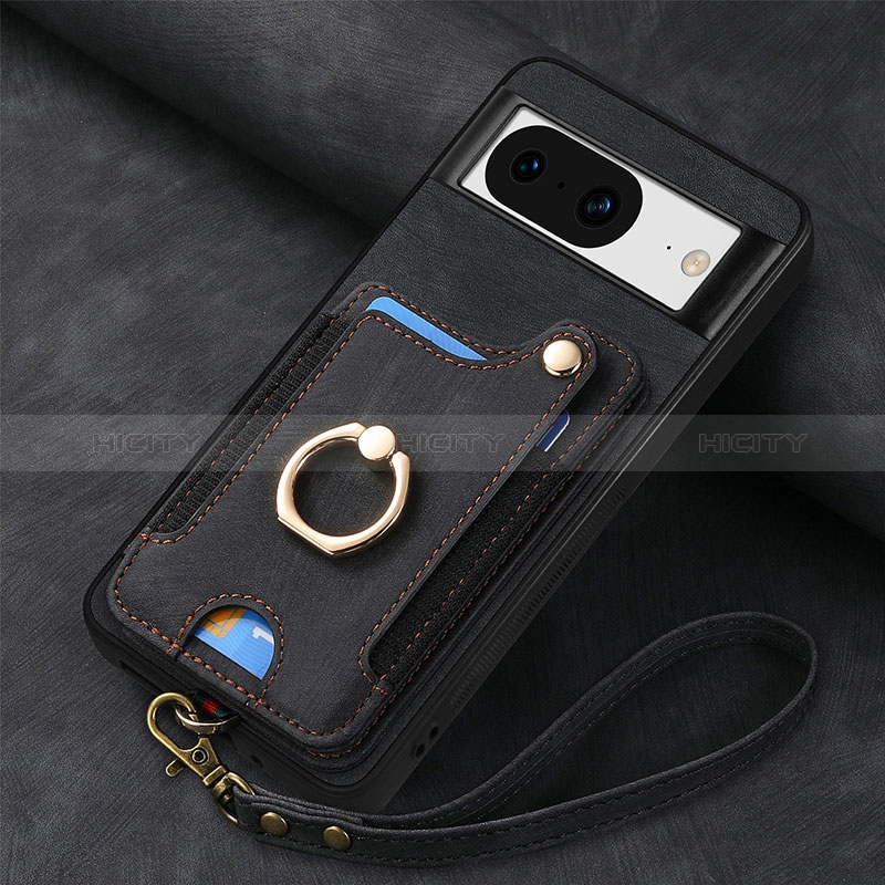 Silikon Hülle Handyhülle Gummi Schutzhülle Flexible Leder Tasche SD8 für Google Pixel 8 5G Schwarz