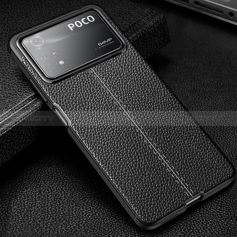 Silikon Hülle Handyhülle Gummi Schutzhülle Flexible Leder Tasche WL1 für Xiaomi Poco X4 Pro 5G Schwarz