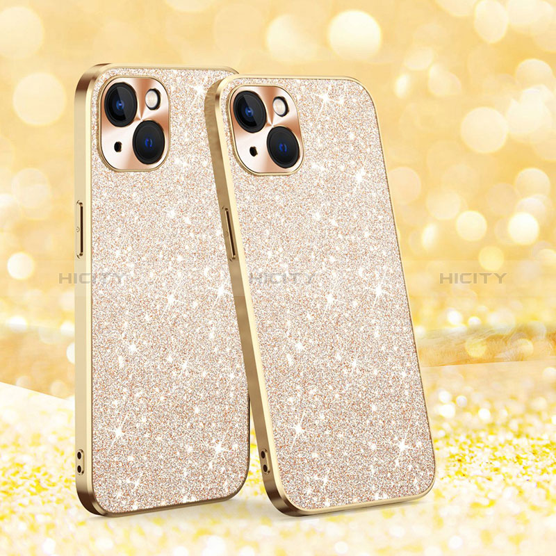 Silikon Hülle Handyhülle Gummi Schutzhülle Flexible Tasche Bling-Bling AC1 für Apple iPhone 13 Gold