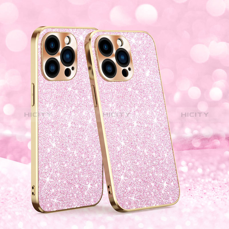 Silikon Hülle Handyhülle Gummi Schutzhülle Flexible Tasche Bling-Bling AC1 für Apple iPhone 13 Pro Max Rosegold