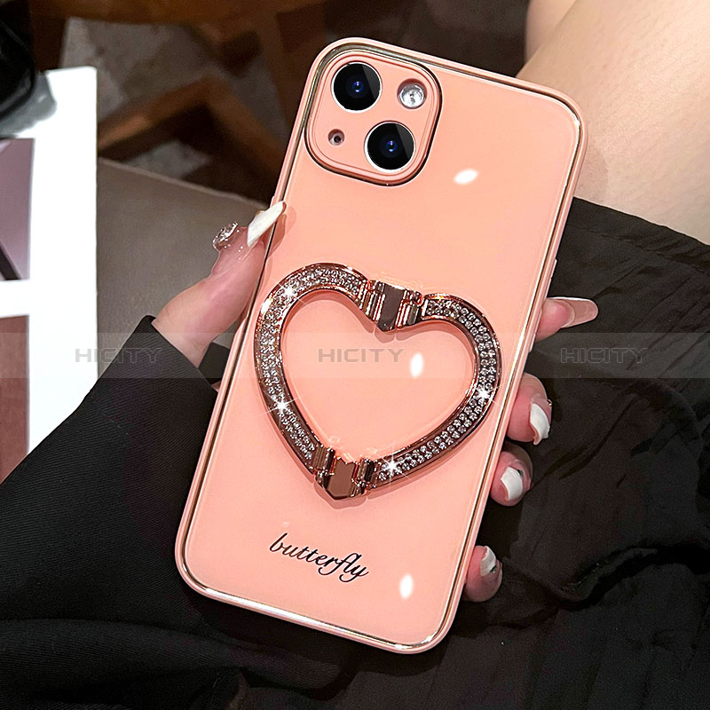 Silikon Hülle Handyhülle Gummi Schutzhülle Flexible Tasche Bling-Bling JL1 für Apple iPhone 14 Plus Rosegold