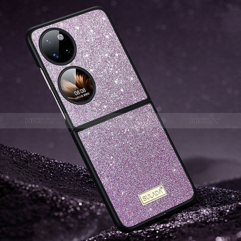 Silikon Hülle Handyhülle Gummi Schutzhülle Flexible Tasche Bling-Bling LD1 für Huawei P50 Pocket Violett Plus