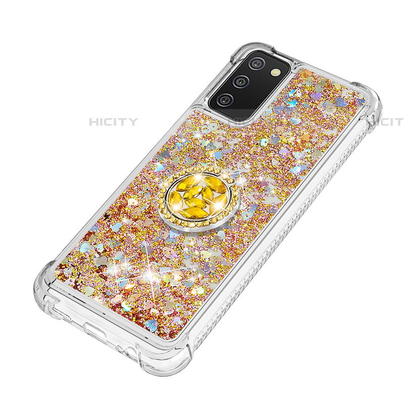 Silikon Hülle Handyhülle Gummi Schutzhülle Flexible Tasche Bling-Bling mit Fingerring Ständer S01 für Samsung Galaxy A03s