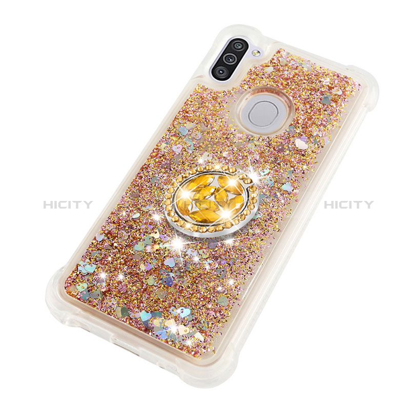 Silikon Hülle Handyhülle Gummi Schutzhülle Flexible Tasche Bling-Bling mit Fingerring Ständer S01 für Samsung Galaxy A11 groß