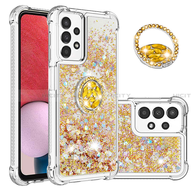 Silikon Hülle Handyhülle Gummi Schutzhülle Flexible Tasche Bling-Bling mit Fingerring Ständer S01 für Samsung Galaxy A13 4G