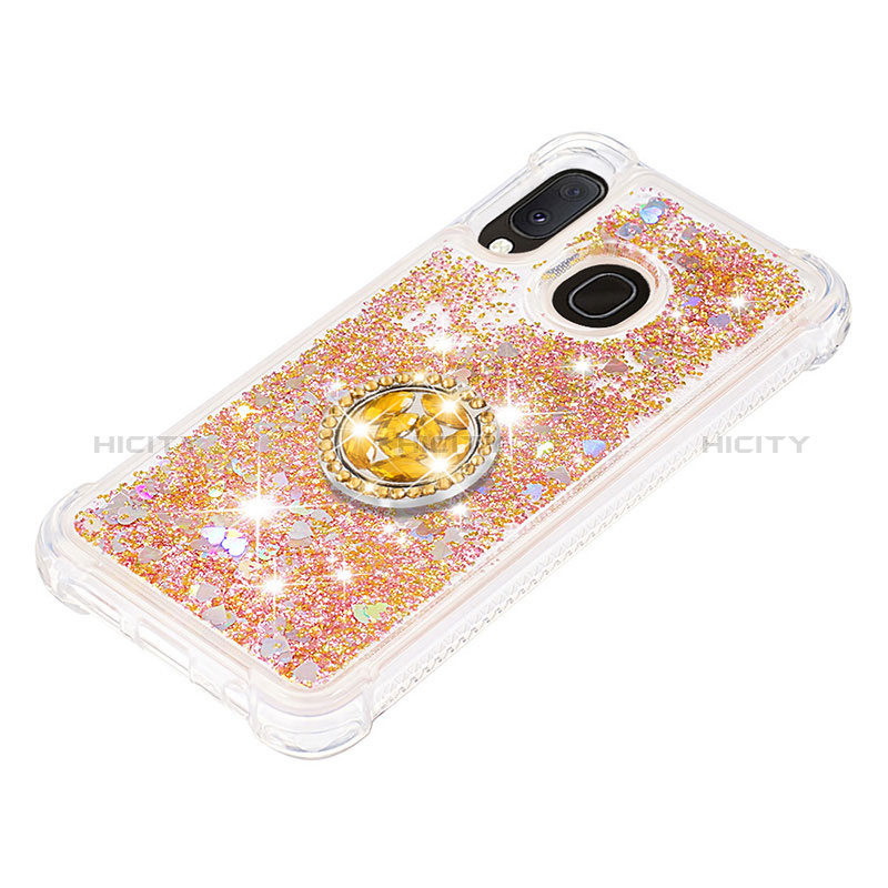 Silikon Hülle Handyhülle Gummi Schutzhülle Flexible Tasche Bling-Bling mit Fingerring Ständer S01 für Samsung Galaxy A20e groß