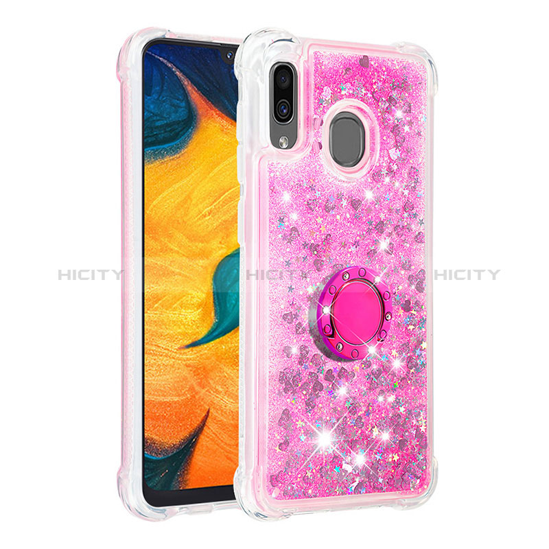 Silikon Hülle Handyhülle Gummi Schutzhülle Flexible Tasche Bling-Bling mit Fingerring Ständer S01 für Samsung Galaxy A30