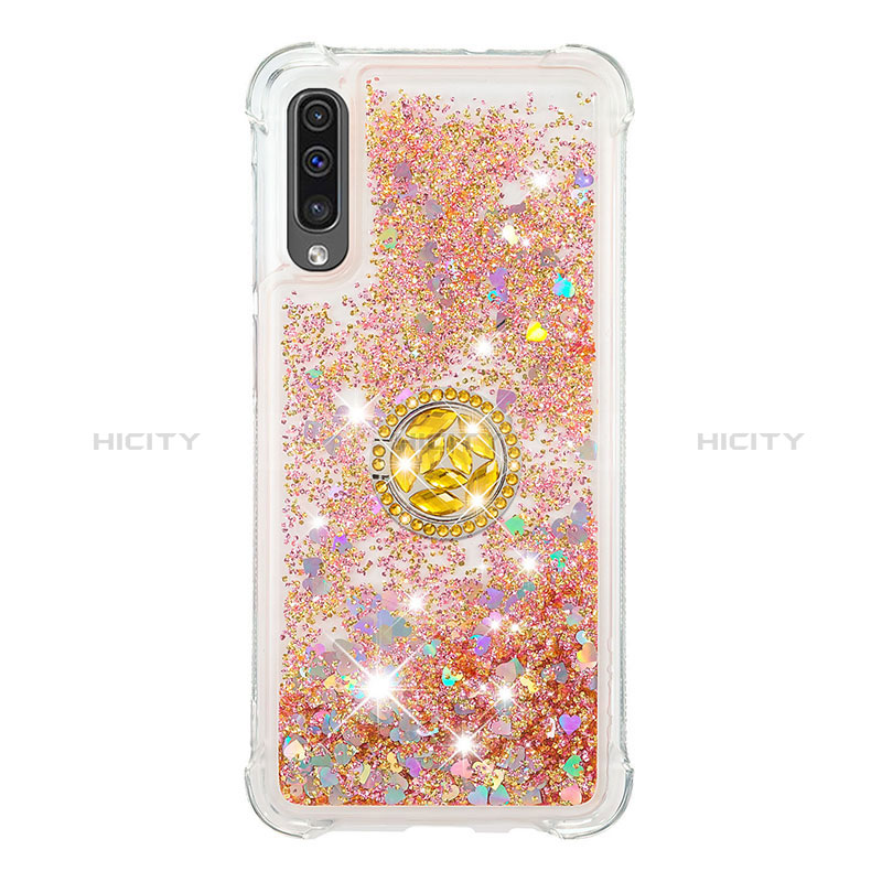 Silikon Hülle Handyhülle Gummi Schutzhülle Flexible Tasche Bling-Bling mit Fingerring Ständer S01 für Samsung Galaxy A30S groß