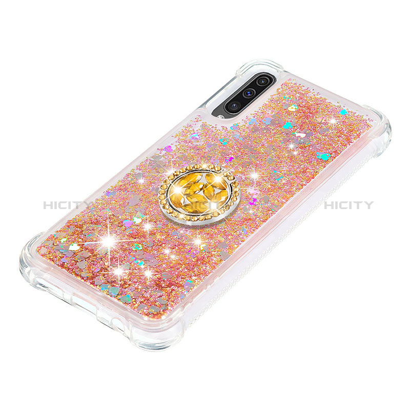 Silikon Hülle Handyhülle Gummi Schutzhülle Flexible Tasche Bling-Bling mit Fingerring Ständer S01 für Samsung Galaxy A30S groß