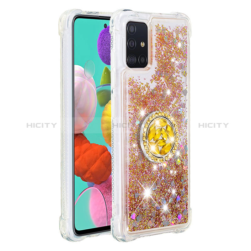 Silikon Hülle Handyhülle Gummi Schutzhülle Flexible Tasche Bling-Bling mit Fingerring Ständer S01 für Samsung Galaxy A51 4G