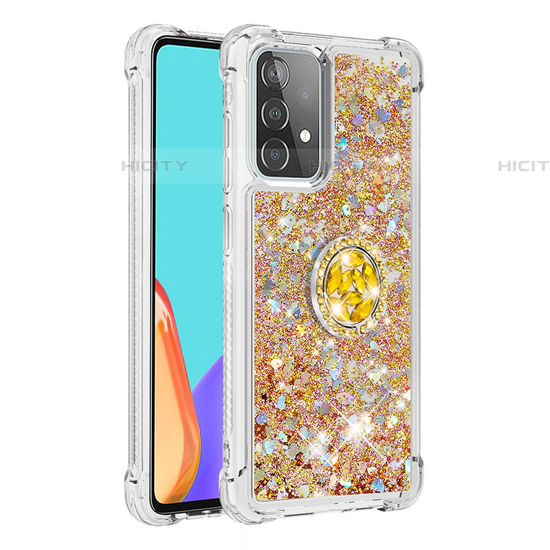 Silikon Hülle Handyhülle Gummi Schutzhülle Flexible Tasche Bling-Bling mit Fingerring Ständer S01 für Samsung Galaxy A52 4G