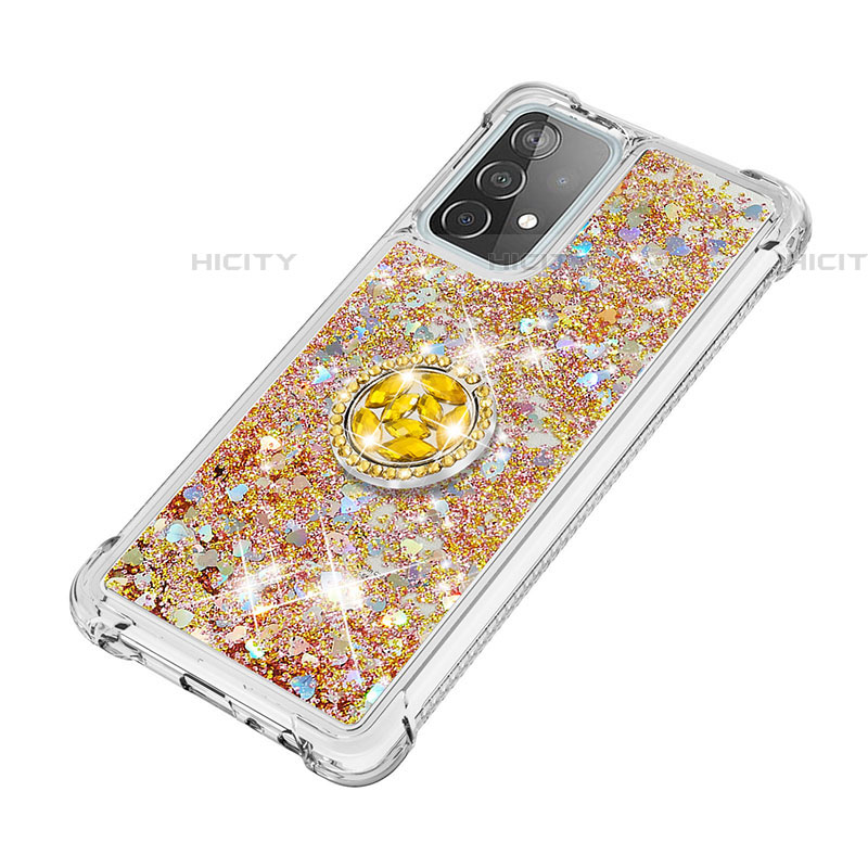 Silikon Hülle Handyhülle Gummi Schutzhülle Flexible Tasche Bling-Bling mit Fingerring Ständer S01 für Samsung Galaxy A52 4G