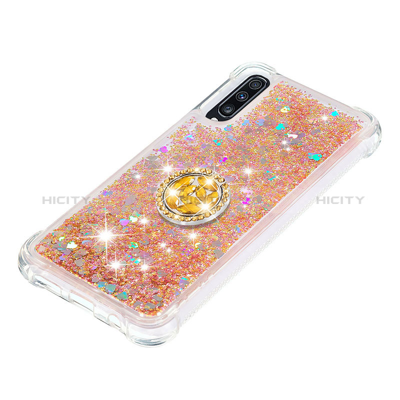 Silikon Hülle Handyhülle Gummi Schutzhülle Flexible Tasche Bling-Bling mit Fingerring Ständer S01 für Samsung Galaxy A70