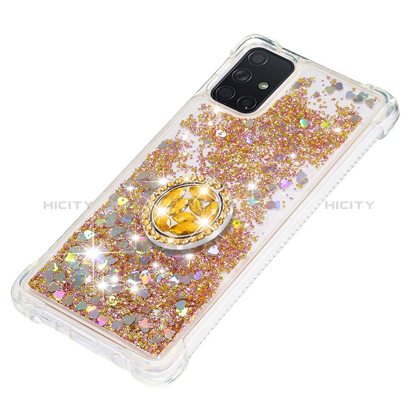 Silikon Hülle Handyhülle Gummi Schutzhülle Flexible Tasche Bling-Bling mit Fingerring Ständer S01 für Samsung Galaxy A71 4G A715