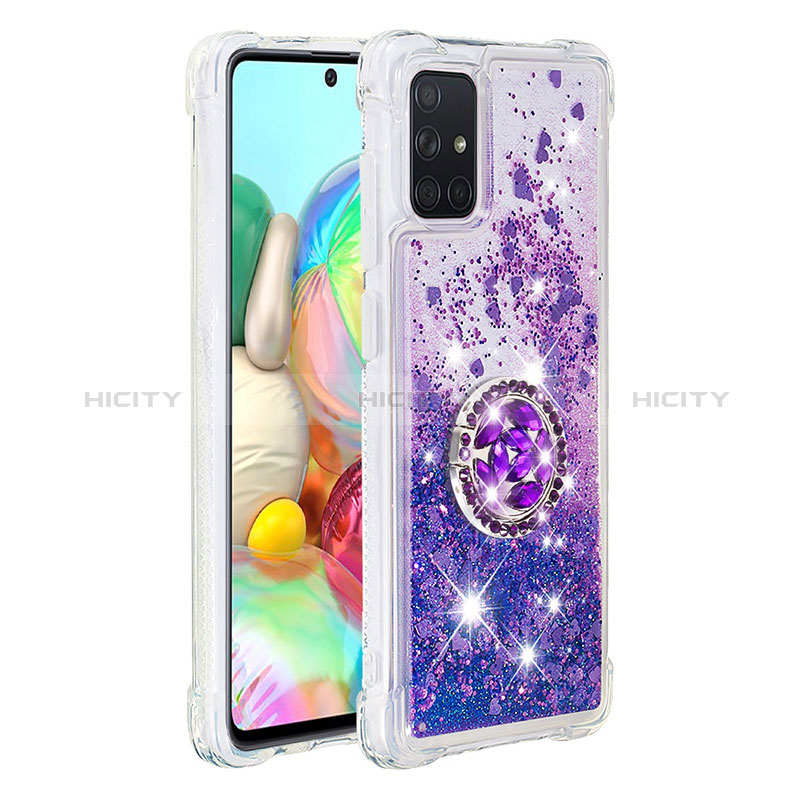 Silikon Hülle Handyhülle Gummi Schutzhülle Flexible Tasche Bling-Bling mit Fingerring Ständer S01 für Samsung Galaxy A71 4G A715