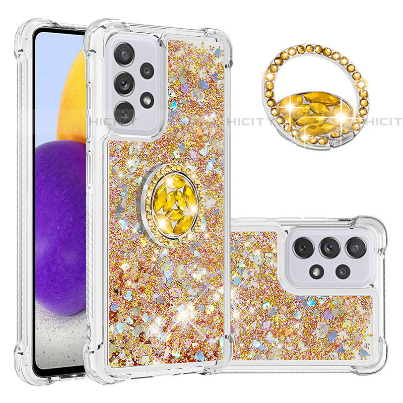 Silikon Hülle Handyhülle Gummi Schutzhülle Flexible Tasche Bling-Bling mit Fingerring Ständer S01 für Samsung Galaxy A73 5G