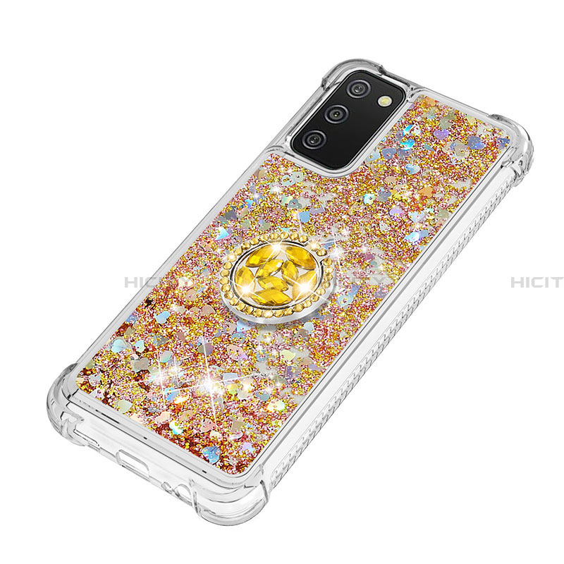 Silikon Hülle Handyhülle Gummi Schutzhülle Flexible Tasche Bling-Bling mit Fingerring Ständer S01 für Samsung Galaxy F02S SM-E025F groß