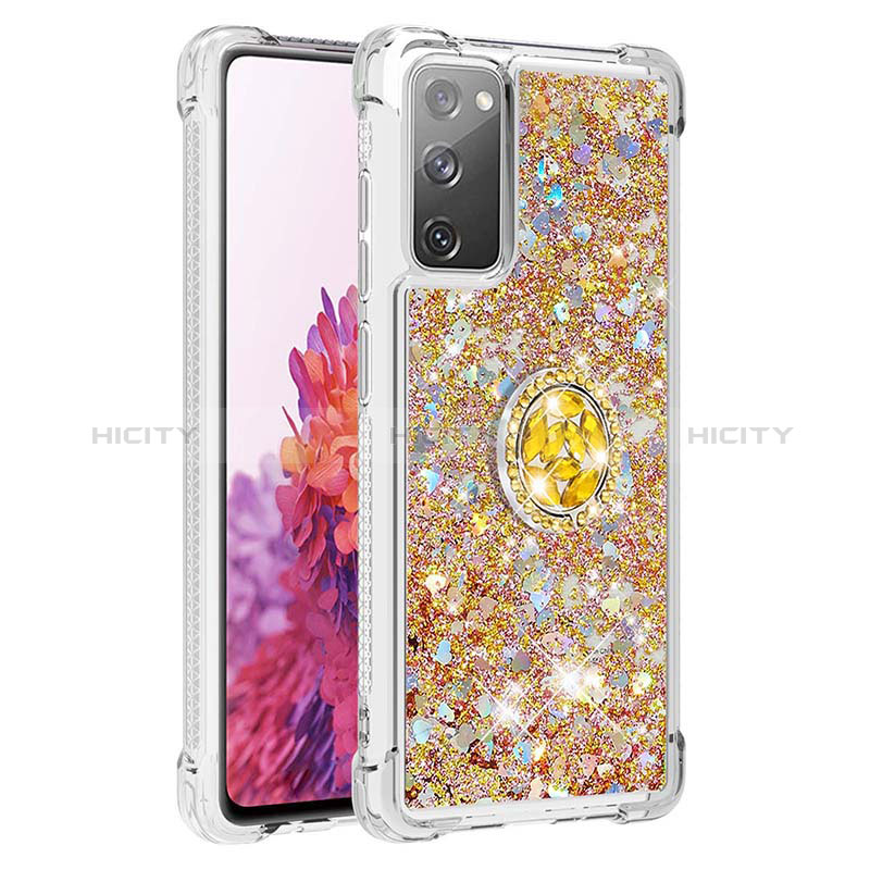 Silikon Hülle Handyhülle Gummi Schutzhülle Flexible Tasche Bling-Bling mit Fingerring Ständer S01 für Samsung Galaxy S20 FE 5G groß