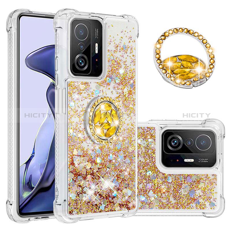 Silikon Hülle Handyhülle Gummi Schutzhülle Flexible Tasche Bling-Bling mit Fingerring Ständer S01 für Xiaomi Mi 11T Pro 5G groß