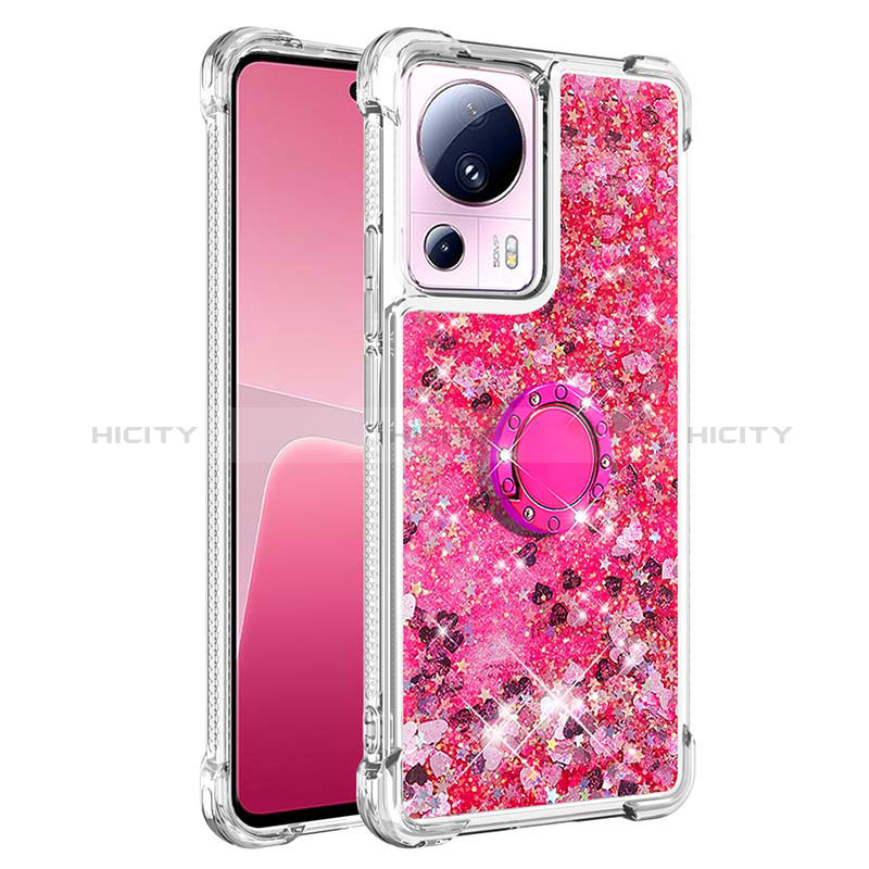 Silikon Hülle Handyhülle Gummi Schutzhülle Flexible Tasche Bling-Bling mit Fingerring Ständer S01 für Xiaomi Mi 12 Lite NE 5G Pink Plus