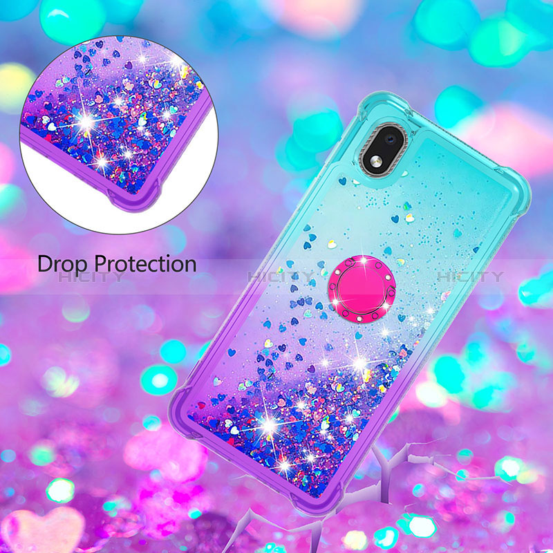 Silikon Hülle Handyhülle Gummi Schutzhülle Flexible Tasche Bling-Bling mit Fingerring Ständer S02 für Samsung Galaxy A01 Core