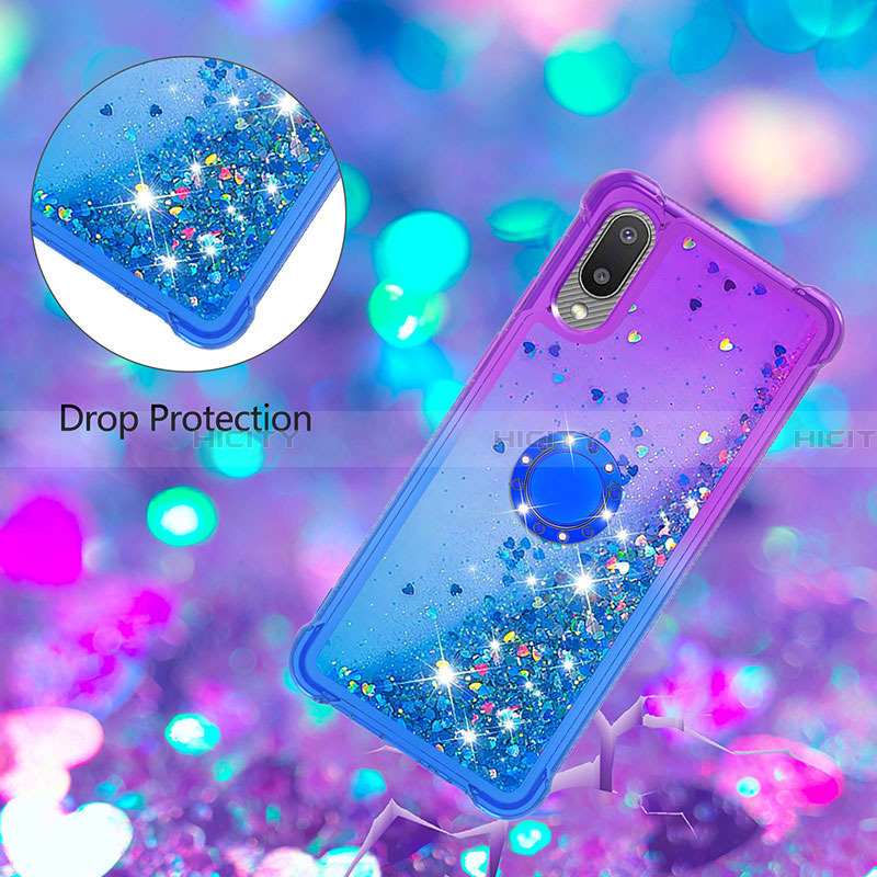 Silikon Hülle Handyhülle Gummi Schutzhülle Flexible Tasche Bling-Bling mit Fingerring Ständer S02 für Samsung Galaxy A02