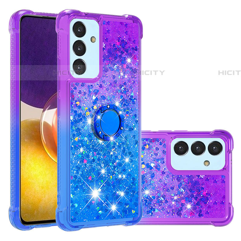 Silikon Hülle Handyhülle Gummi Schutzhülle Flexible Tasche Bling-Bling mit Fingerring Ständer S02 für Samsung Galaxy A05s Violett