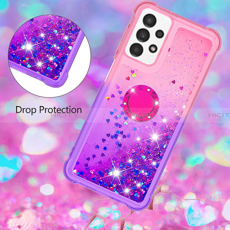 Silikon Hülle Handyhülle Gummi Schutzhülle Flexible Tasche Bling-Bling mit Fingerring Ständer S02 für Samsung Galaxy A13 4G groß