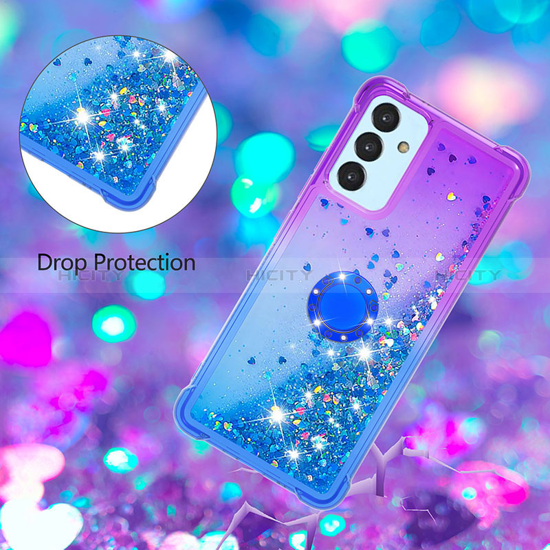 Silikon Hülle Handyhülle Gummi Schutzhülle Flexible Tasche Bling-Bling mit Fingerring Ständer S02 für Samsung Galaxy A15 4G groß