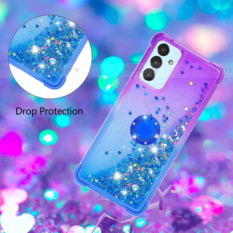 Silikon Hülle Handyhülle Gummi Schutzhülle Flexible Tasche Bling-Bling mit Fingerring Ständer S02 für Samsung Galaxy A24 4G