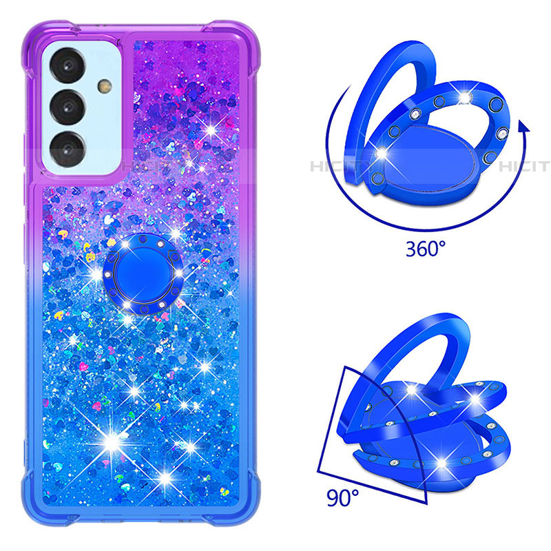 Silikon Hülle Handyhülle Gummi Schutzhülle Flexible Tasche Bling-Bling mit Fingerring Ständer S02 für Samsung Galaxy A25 5G