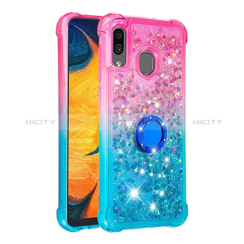 Silikon Hülle Handyhülle Gummi Schutzhülle Flexible Tasche Bling-Bling mit Fingerring Ständer S02 für Samsung Galaxy A30