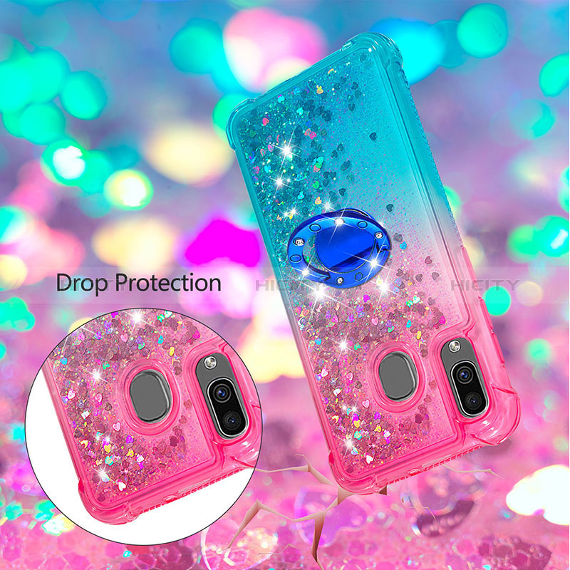 Silikon Hülle Handyhülle Gummi Schutzhülle Flexible Tasche Bling-Bling mit Fingerring Ständer S02 für Samsung Galaxy A30