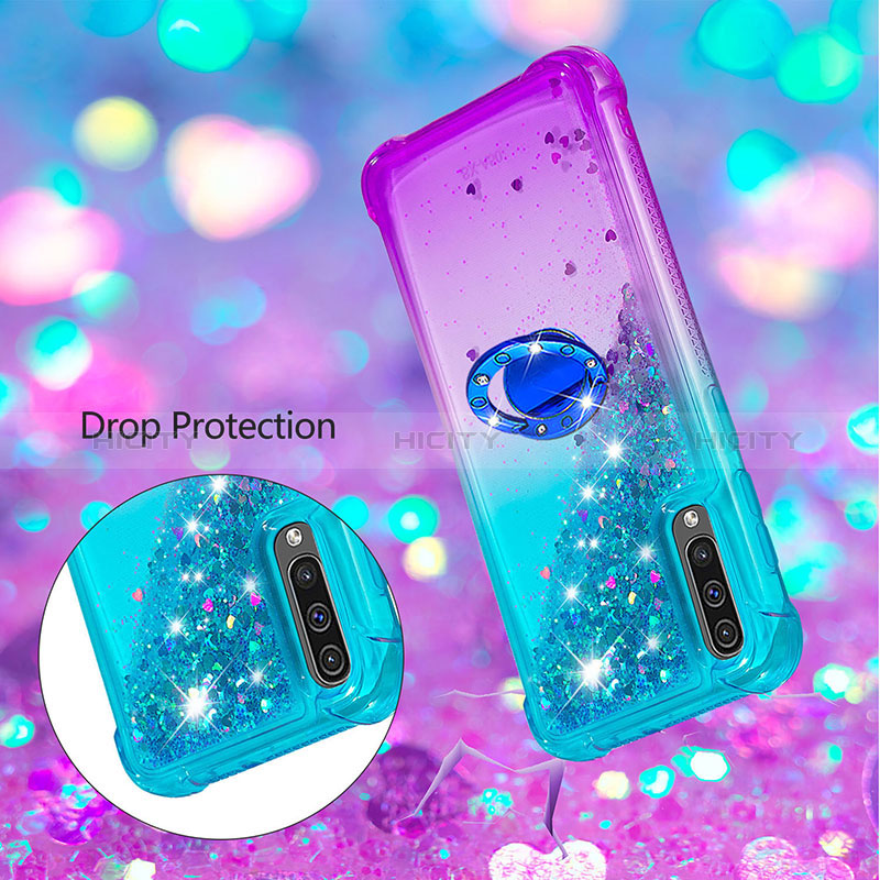 Silikon Hülle Handyhülle Gummi Schutzhülle Flexible Tasche Bling-Bling mit Fingerring Ständer S02 für Samsung Galaxy A30S