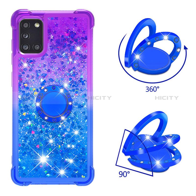 Silikon Hülle Handyhülle Gummi Schutzhülle Flexible Tasche Bling-Bling mit Fingerring Ständer S02 für Samsung Galaxy A31