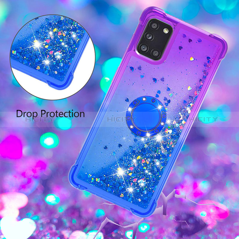 Silikon Hülle Handyhülle Gummi Schutzhülle Flexible Tasche Bling-Bling mit Fingerring Ständer S02 für Samsung Galaxy A31