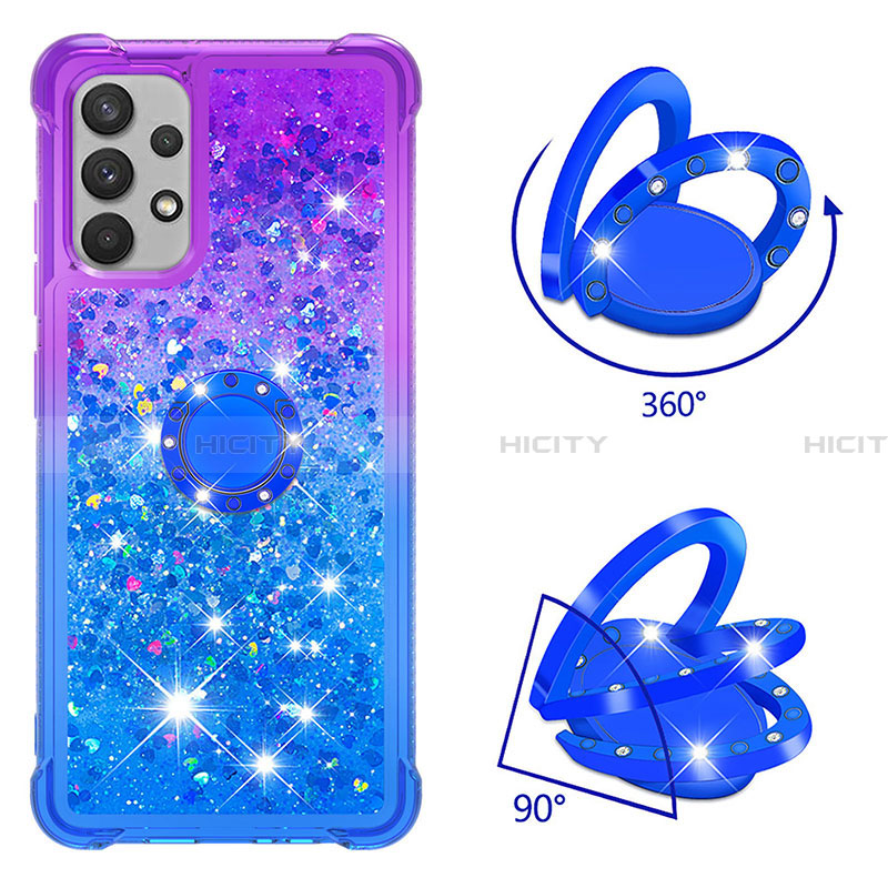 Silikon Hülle Handyhülle Gummi Schutzhülle Flexible Tasche Bling-Bling mit Fingerring Ständer S02 für Samsung Galaxy A32 4G