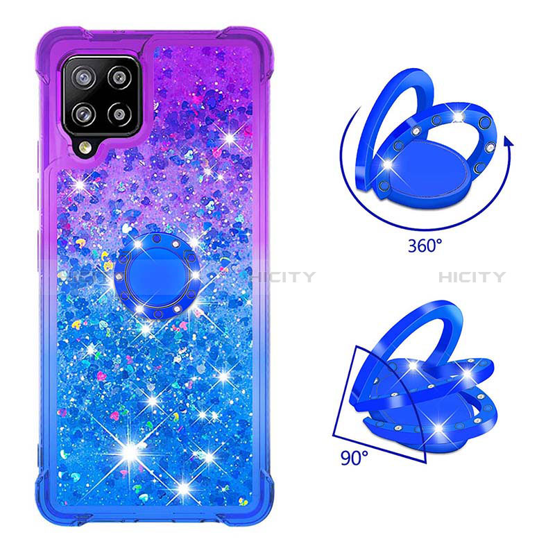 Silikon Hülle Handyhülle Gummi Schutzhülle Flexible Tasche Bling-Bling mit Fingerring Ständer S02 für Samsung Galaxy A42 5G