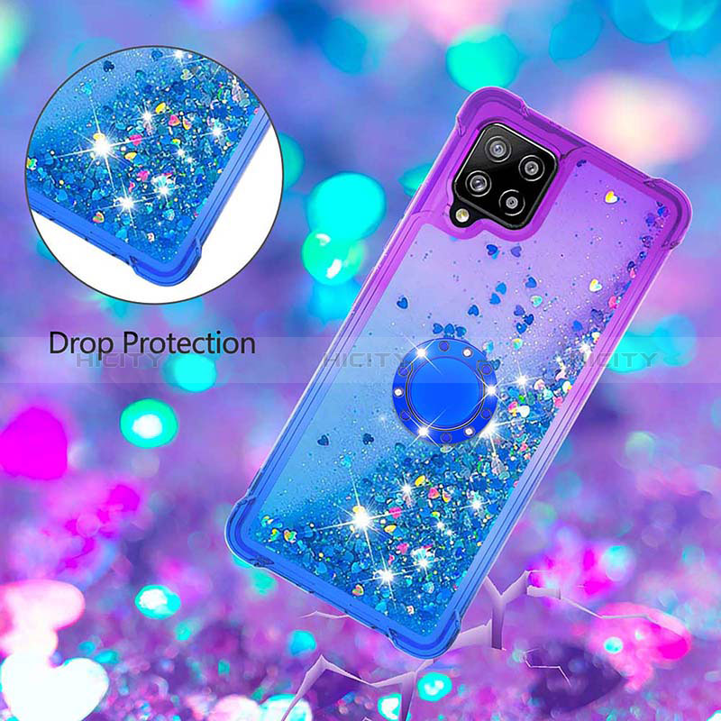 Silikon Hülle Handyhülle Gummi Schutzhülle Flexible Tasche Bling-Bling mit Fingerring Ständer S02 für Samsung Galaxy A42 5G