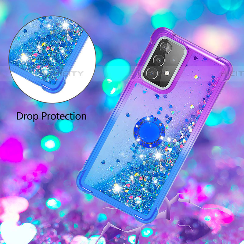 Silikon Hülle Handyhülle Gummi Schutzhülle Flexible Tasche Bling-Bling mit Fingerring Ständer S02 für Samsung Galaxy A52 4G