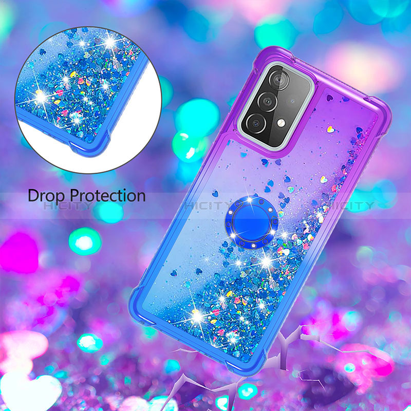 Silikon Hülle Handyhülle Gummi Schutzhülle Flexible Tasche Bling-Bling mit Fingerring Ständer S02 für Samsung Galaxy A52s 5G groß