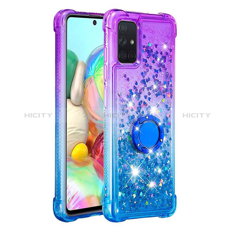 Silikon Hülle Handyhülle Gummi Schutzhülle Flexible Tasche Bling-Bling mit Fingerring Ständer S02 für Samsung Galaxy A71 4G A715