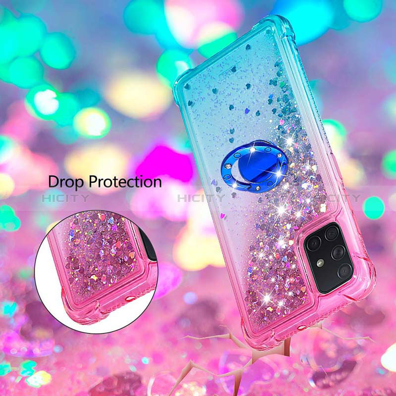 Silikon Hülle Handyhülle Gummi Schutzhülle Flexible Tasche Bling-Bling mit Fingerring Ständer S02 für Samsung Galaxy A71 5G