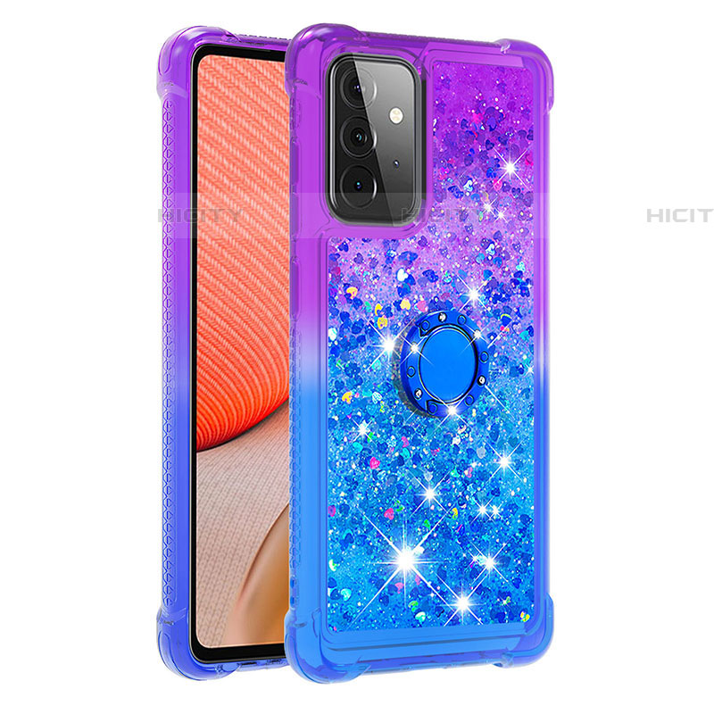 Silikon Hülle Handyhülle Gummi Schutzhülle Flexible Tasche Bling-Bling mit Fingerring Ständer S02 für Samsung Galaxy A72 4G