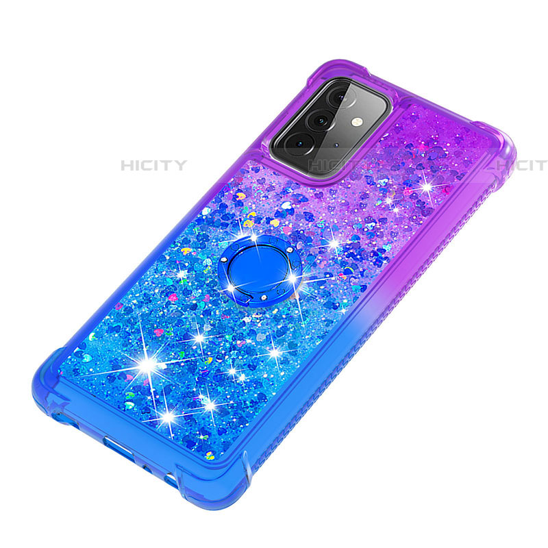 Silikon Hülle Handyhülle Gummi Schutzhülle Flexible Tasche Bling-Bling mit Fingerring Ständer S02 für Samsung Galaxy A72 4G